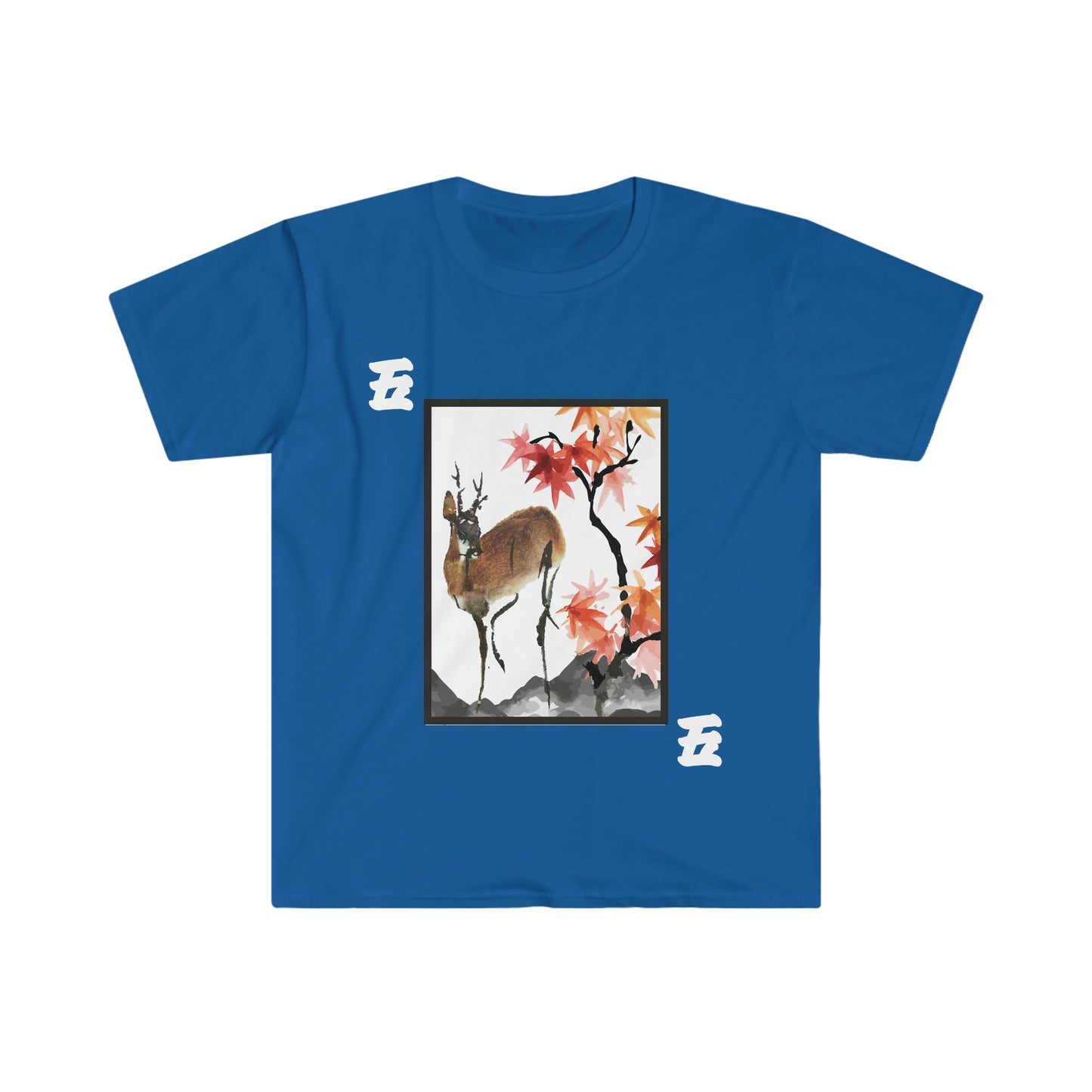 Hanafuda - Shika/Reindeer and Maple Leaf 5 cent Unisex Softstyle T-Shirt