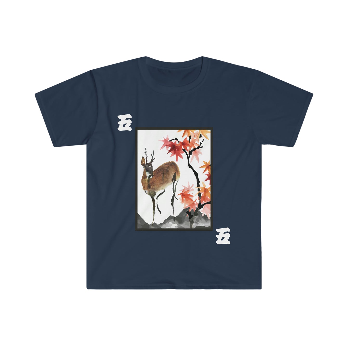 Hanafuda - Shika/Reindeer and Maple Leaf 5 cent Unisex Softstyle T-Shirt