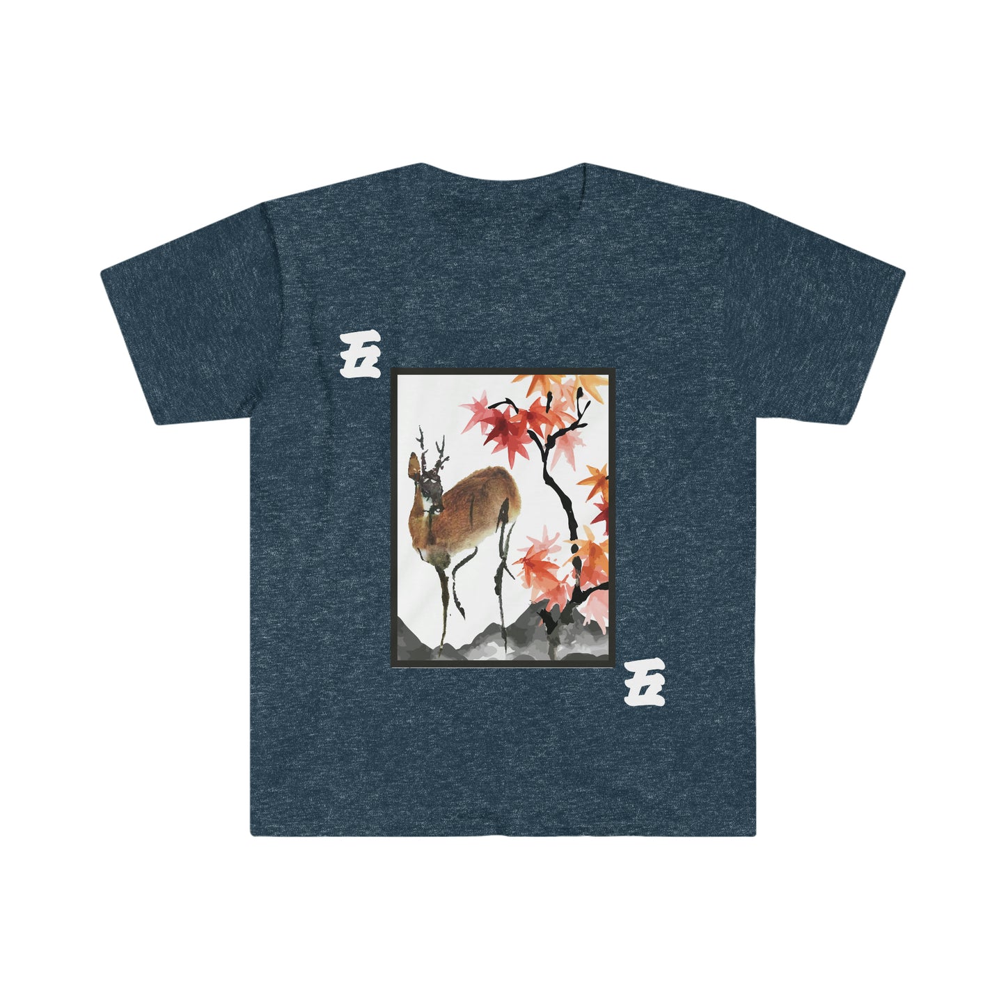 Hanafuda - Shika/Reindeer and Maple Leaf 5 cent Unisex Softstyle T-Shirt