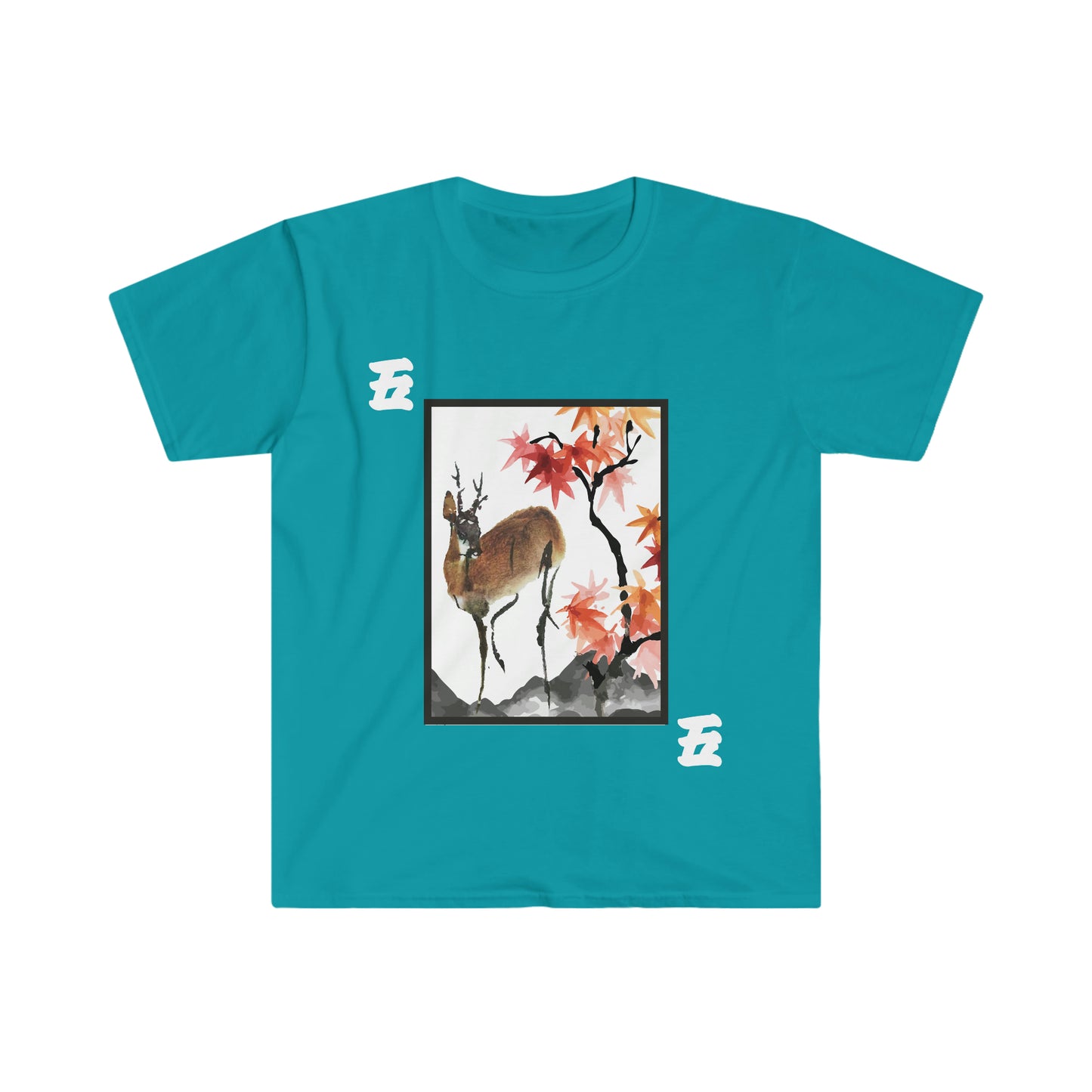 Hanafuda - Shika/Reindeer and Maple Leaf 5 cent Unisex Softstyle T-Shirt