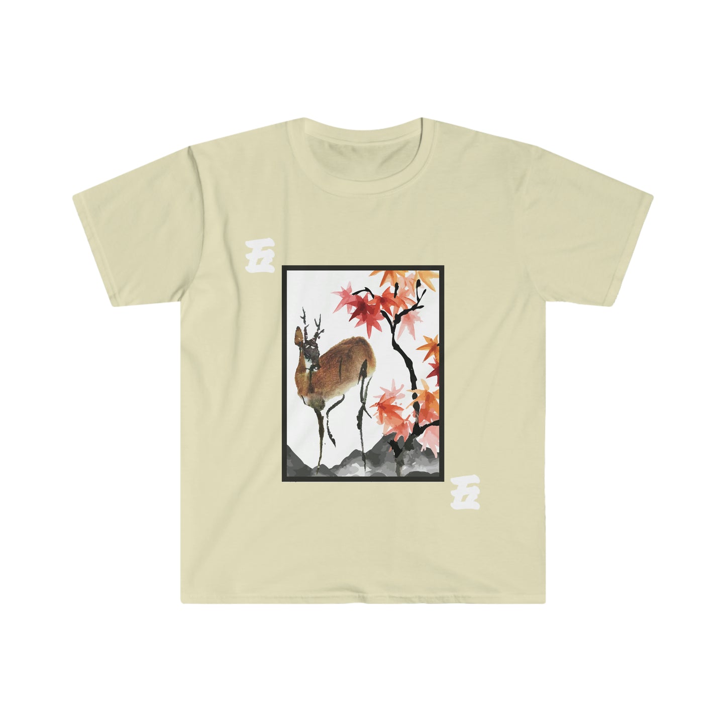 Hanafuda - Shika/Reindeer and Maple Leaf 5 cent Unisex Softstyle T-Shirt