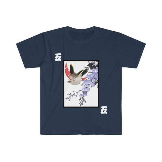 Hanafuda - Wisteria Bird 5 cent Unisex Softstyle T-Shirt